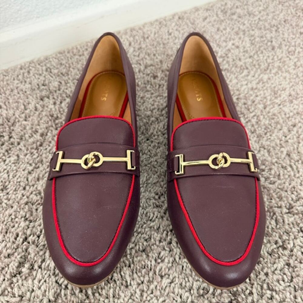 Talbots Rich Burgundy Ryan Bit Piping 1/2" Heel Loafers Women's 9M New In Box - Picture 10 of 12